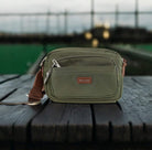 Pierre Cardin RFID Anti-Theft Nylon Crossbody Bag in Olive