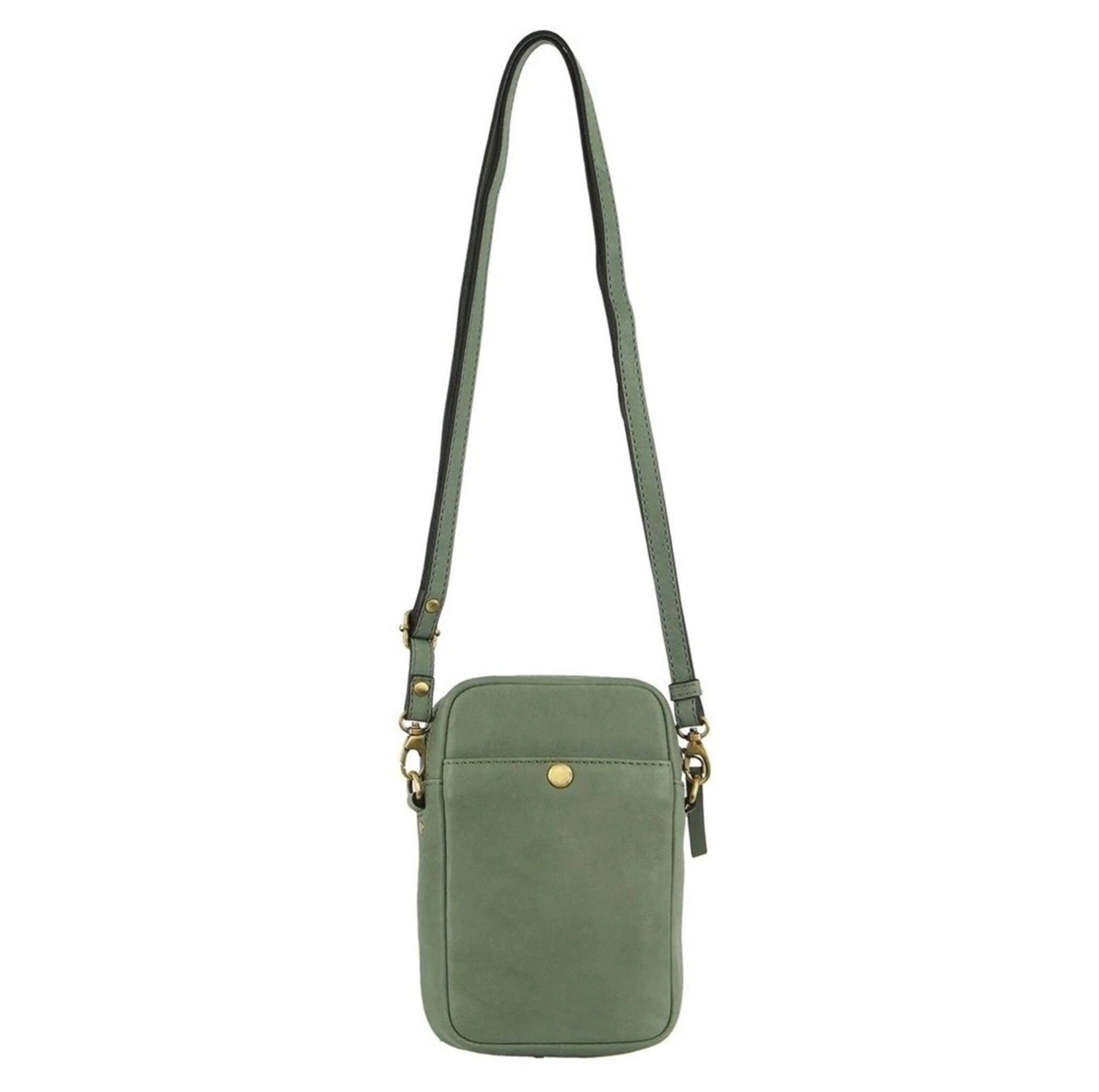 Pierre Cardin RFID Ladies Textured Leather Phone Bag in Sage