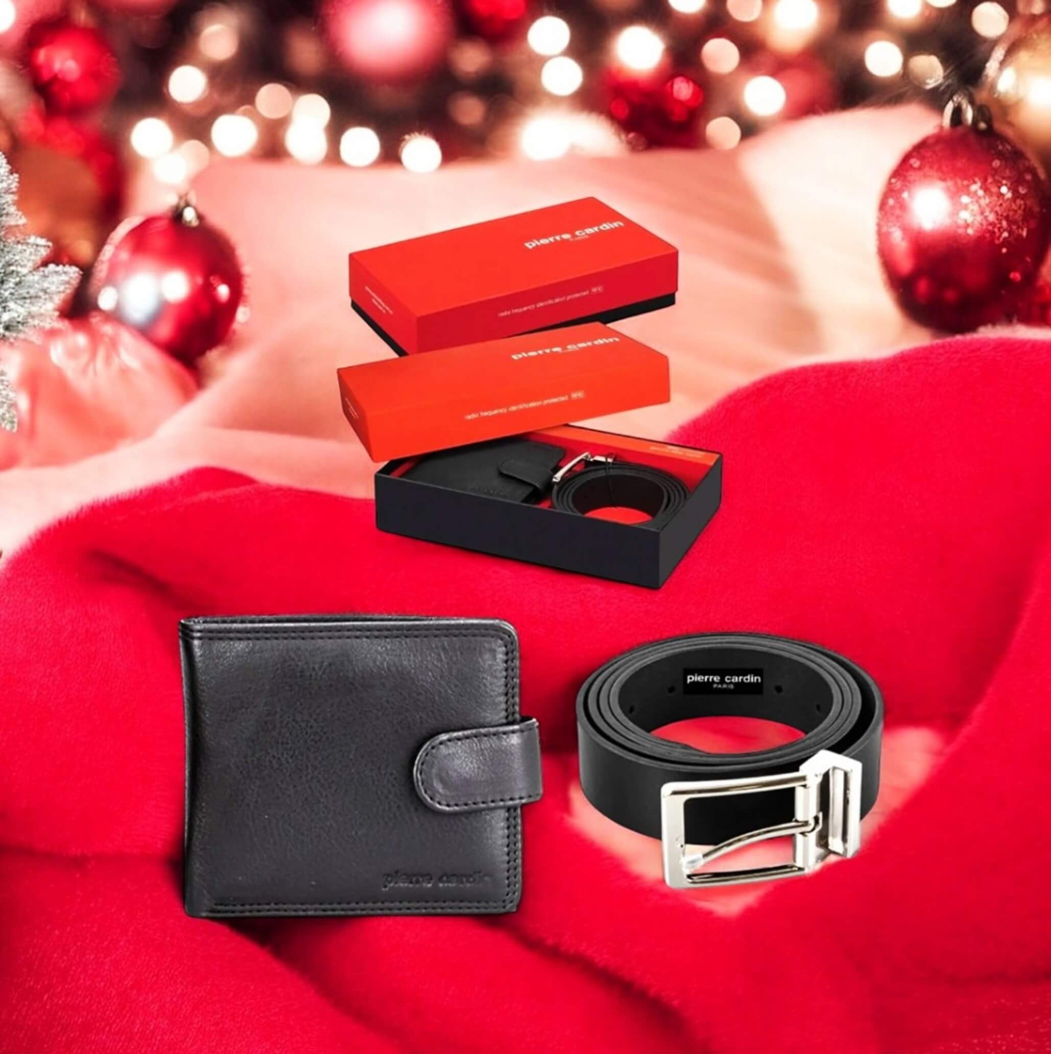 Pierre Cardin PC3326 Mens Leather Wallet-Belt Gift Set/Black