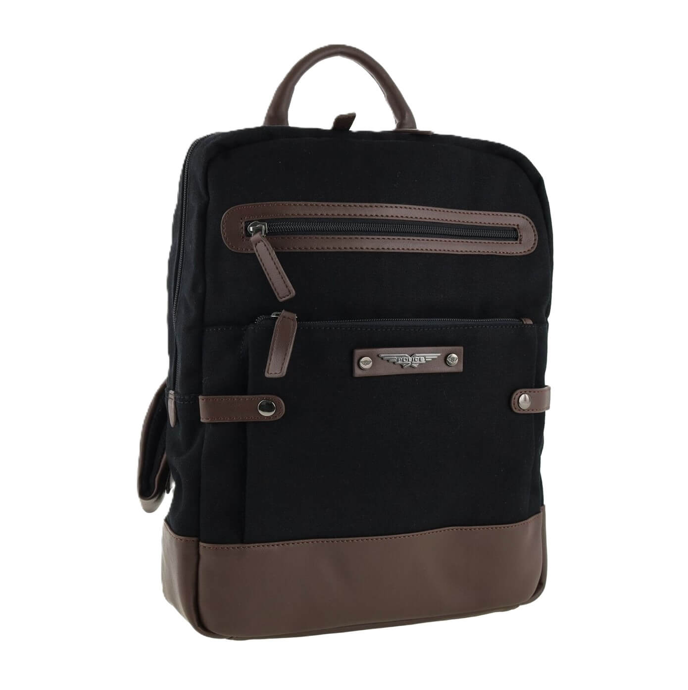 Police Men's Rustic Canvas Backpack in Black