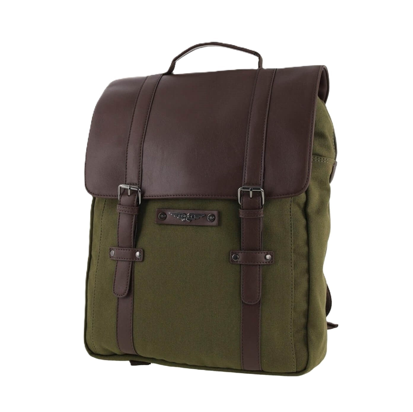 Police Men's Canvas Messenger Backpack in Dark Olive