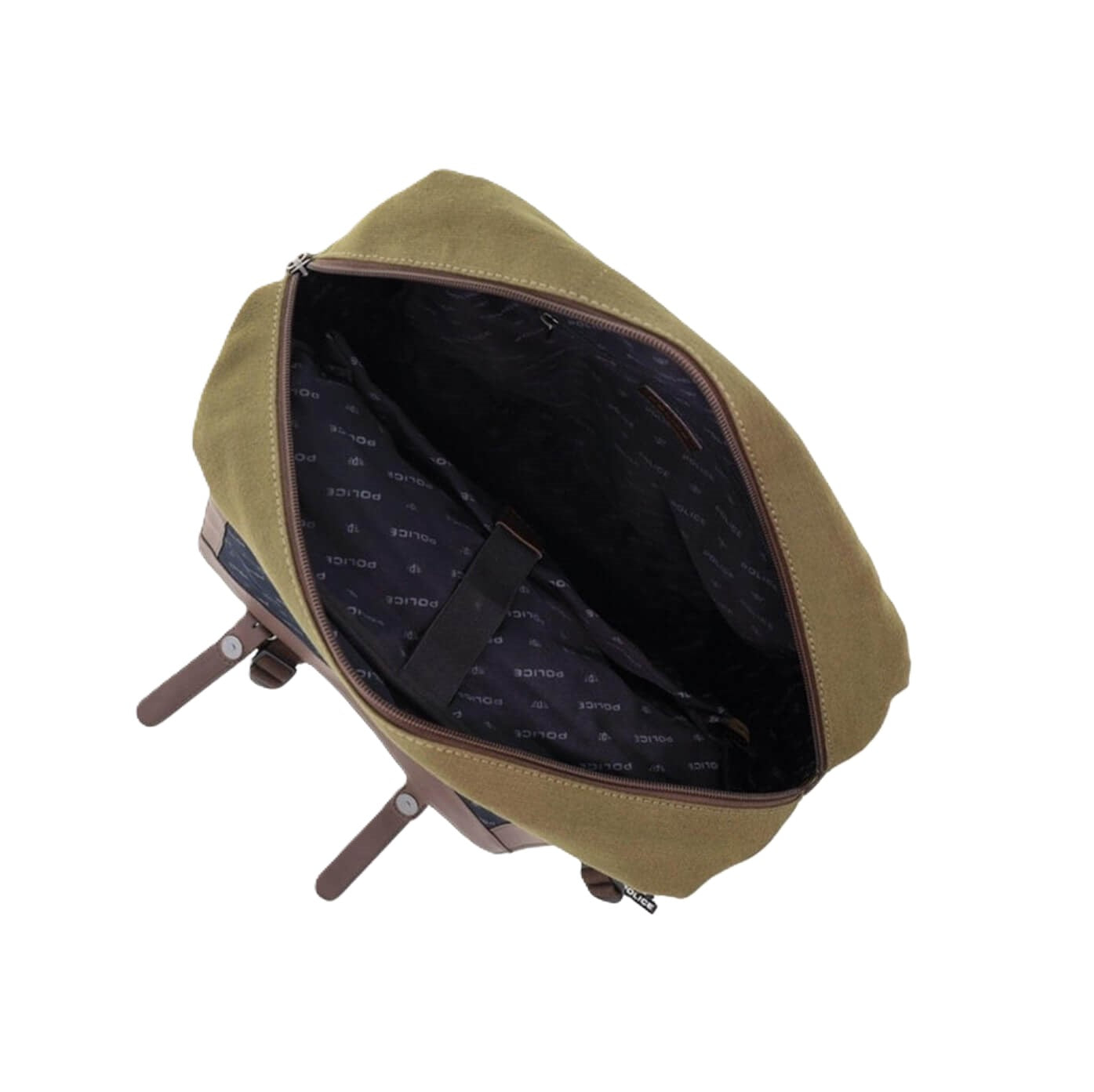 Police Men's Canvas Messenger Backpack in Dark Olive