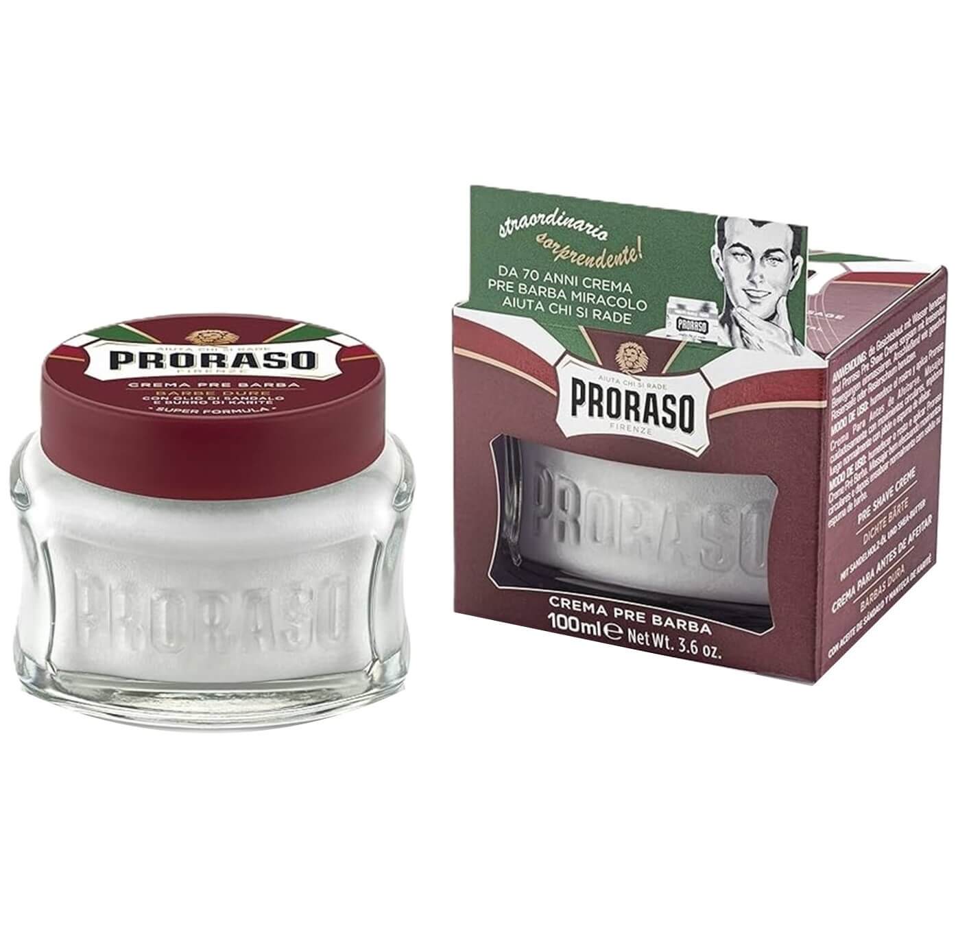 PRORASO Pre/After Shave Cream for Course Beards